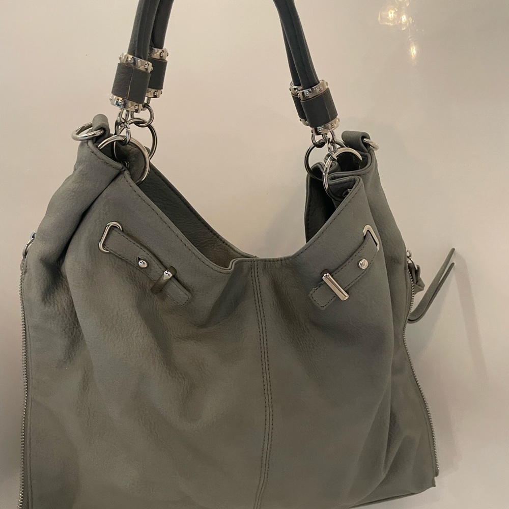 Steve Madden soft leather satchel, gray